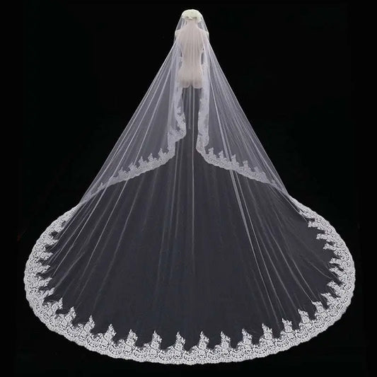 Long Lace Wedding Veil Meters Wide Style
