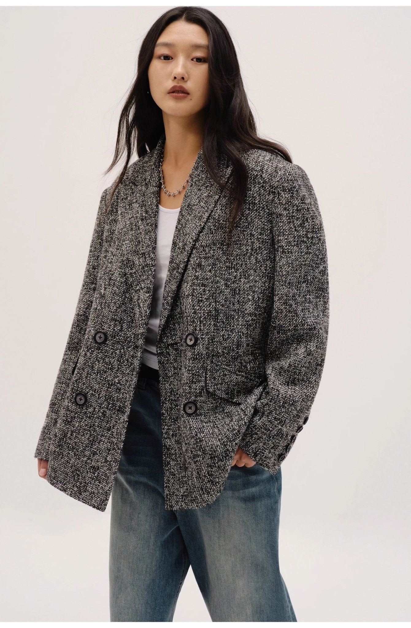 "Long Night Meteor" Limited Edition Italian Imported Yarn Fashionable Chanel Style Tweed Suit Jacket-2