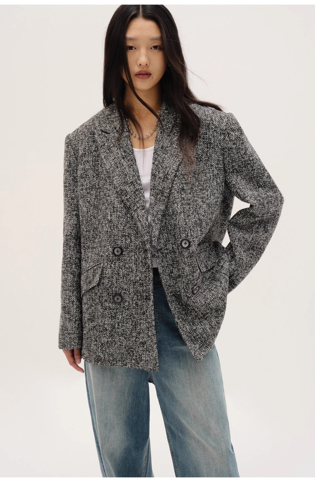 "Long Night Meteor" Limited Edition Italian Imported Yarn Fashionable Chanel Style Tweed Suit Jacket-0