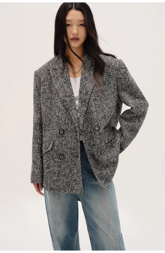 "Long Night Meteor" Limited Edition Italian Imported Yarn Fashionable Chanel Style Tweed Suit Jacket-0