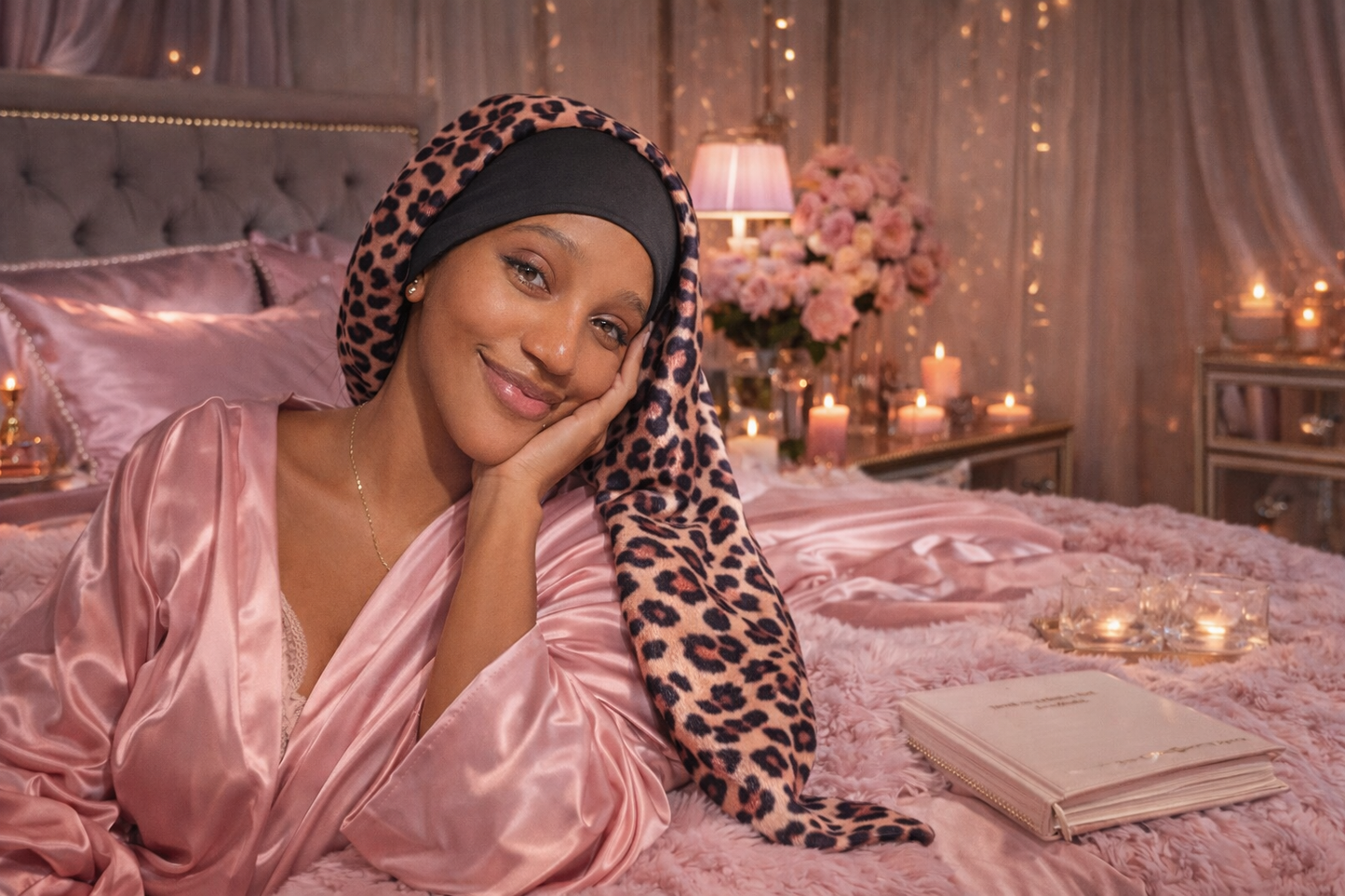 Silk Sleep Bonnet with Wide Elastic Edge - Long Round Tail