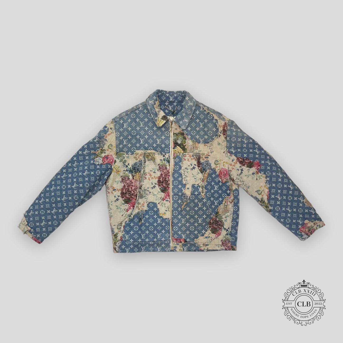 LOUIS VUITTON DESTROYED WORKWEAR DENIM JACKET - BLUE