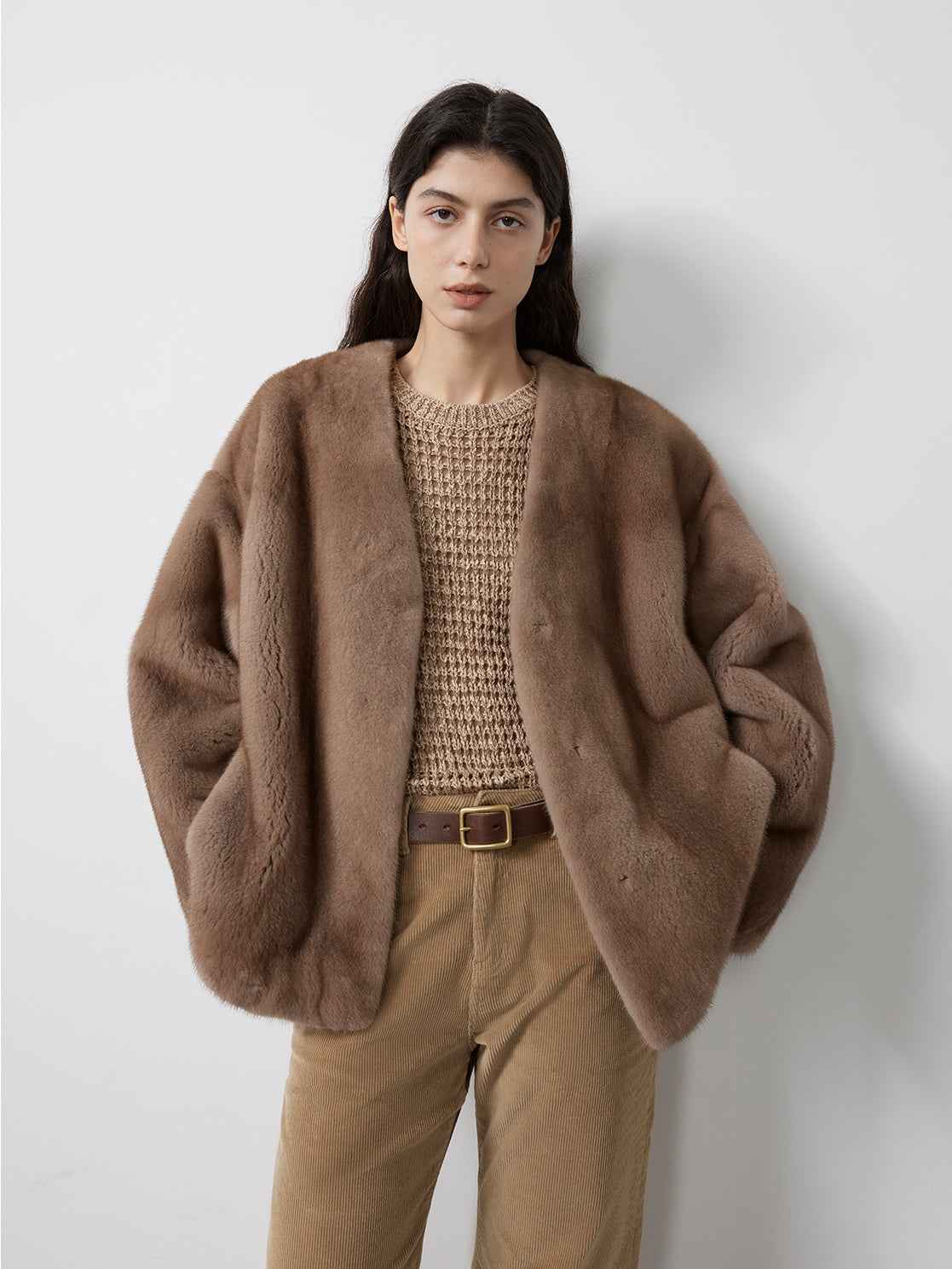 Louvre Mink V-Neck Jacket