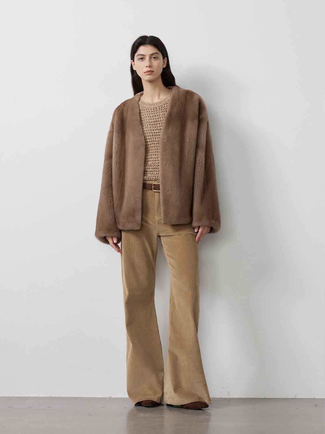 Louvre Mink V-Neck Jacket