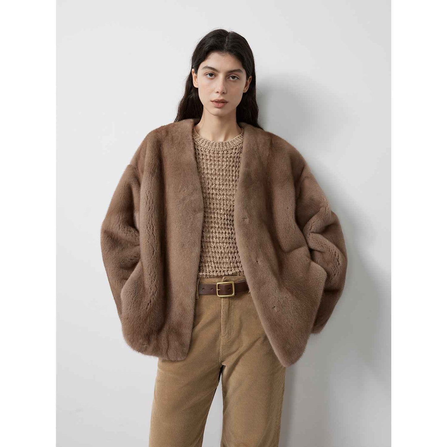 Louvre Mink V-Neck Jacket