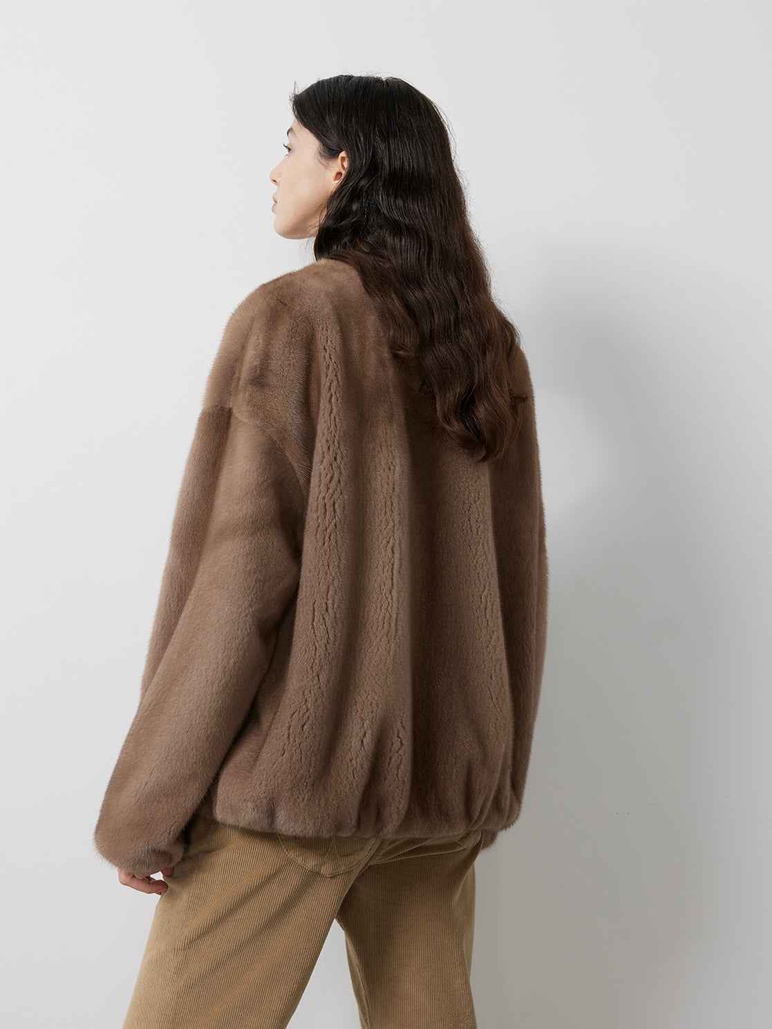 Louvre Mink V-Neck Jacket