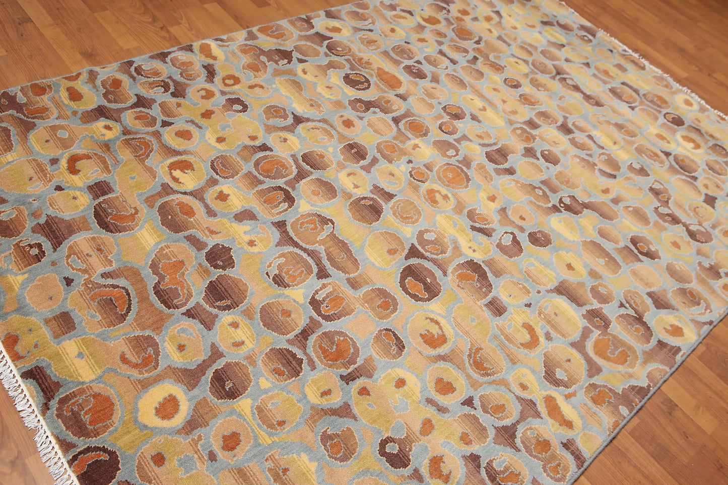 6' x 9' Designer Hand Knotted Modern 100% Wool Area rug Aqua-1