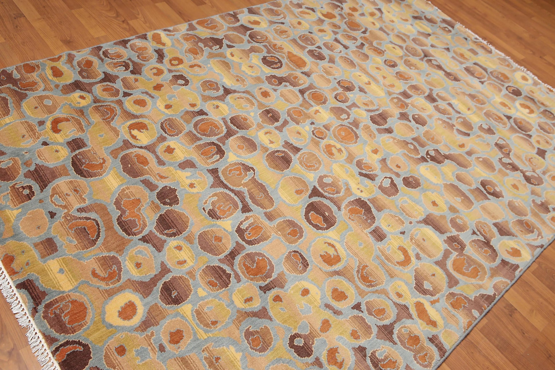 6' x 9' Designer Hand Knotted Modern 100% Wool Area rug Aqua-1