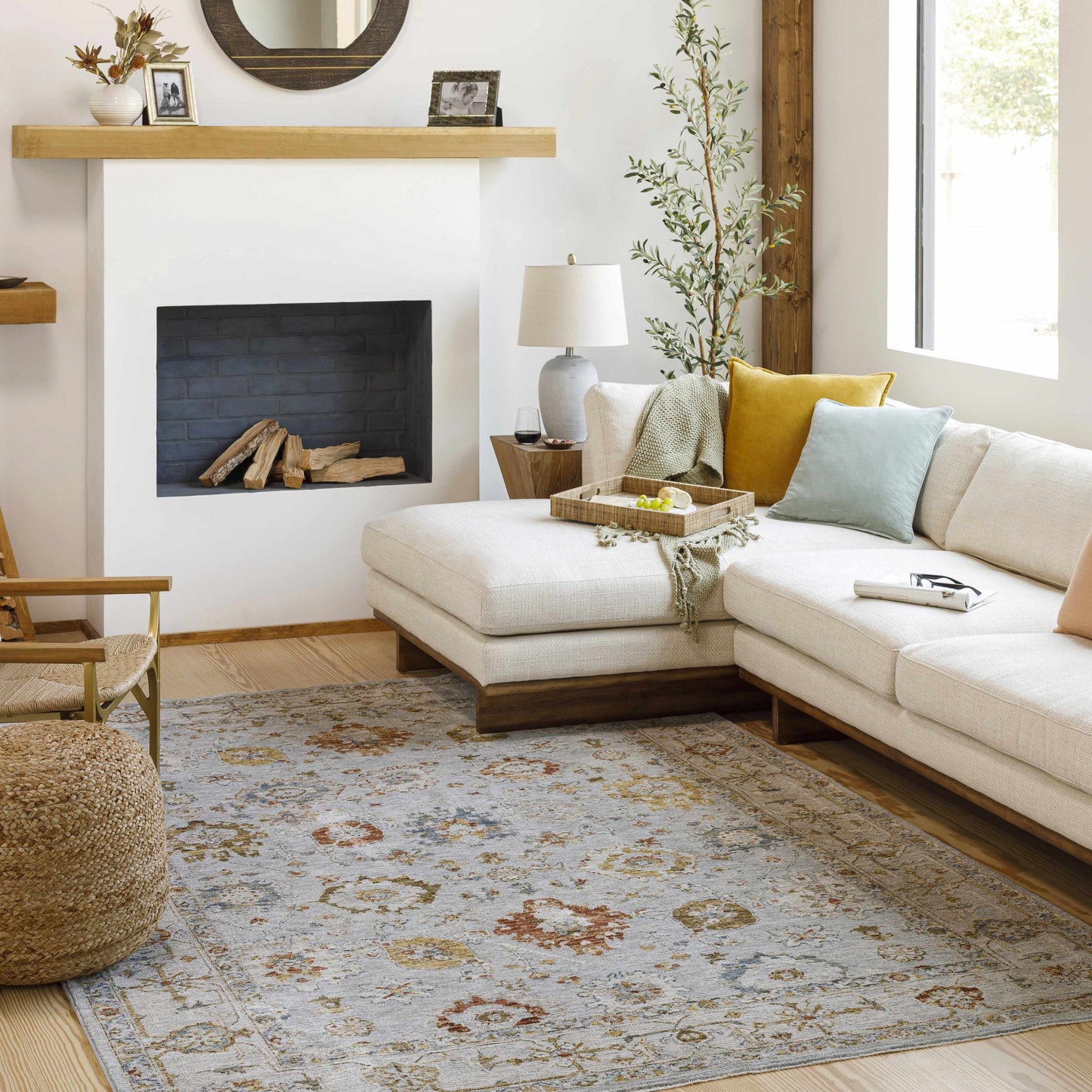 Luklukan Oushak Style Floral Rug-1