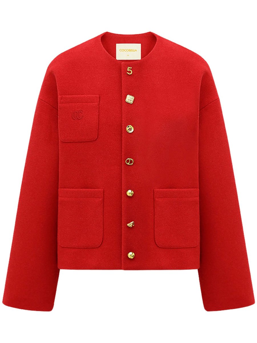 Luxurious Red Woolen Jacket-3
