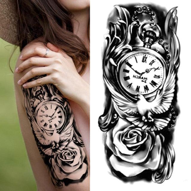 Luxury Black Forest Tiger Wolf Tattoo Sticker Temporary Tattoo Animals Colorful Big Tattoo Stickers For Mens Womens