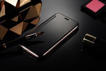 Luxury iphone Flip Case iphone 11 12 13 14 Cover Clear View Windows Mirror Magnetized Simple Closure Unique Flip Phone Stylish Case For iPhone