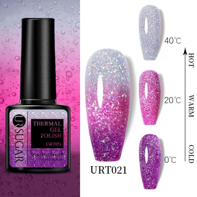 Luxury Modern Elegant Colorful Diamond Gel Nail Polish UV Temperature Color Changing Elegant Fashion Rainbow Colors For Womens