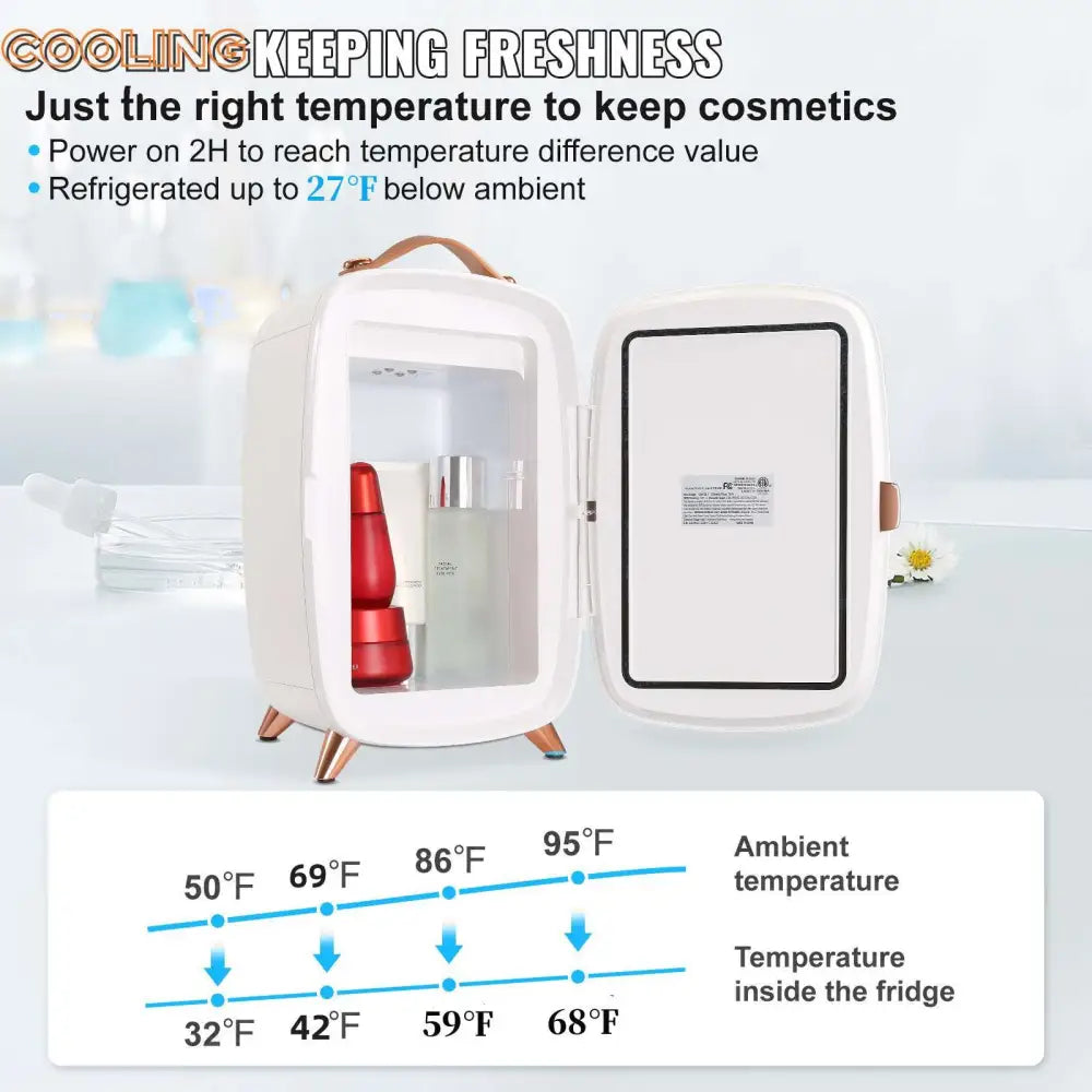 Luxury Skin Care 6L Mini Fridge with Mirror
