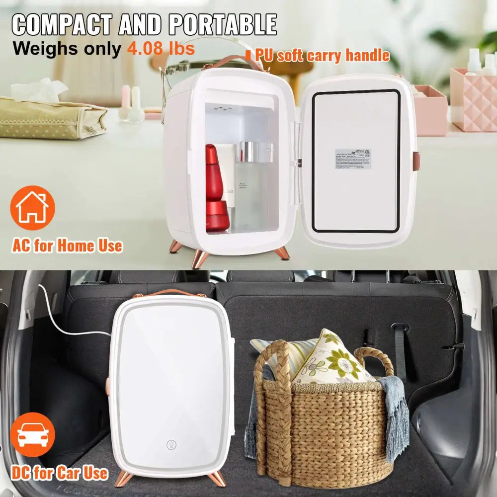 Luxury Skin Care 6L Mini Fridge with Mirror
