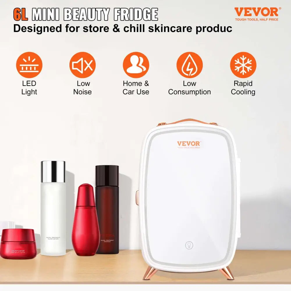 Luxury Skin Care 6L Mini Fridge with Mirror