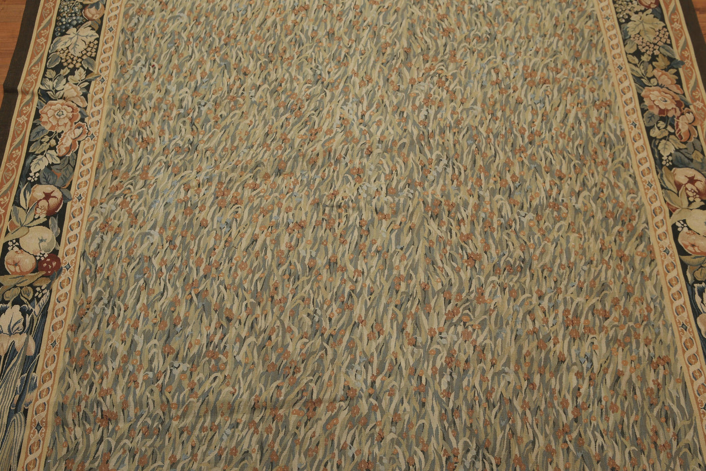 5'7" x 8' Hand woven Wool 300KPSI S. Fine French Needlepoint Tapestry Rug Green-4