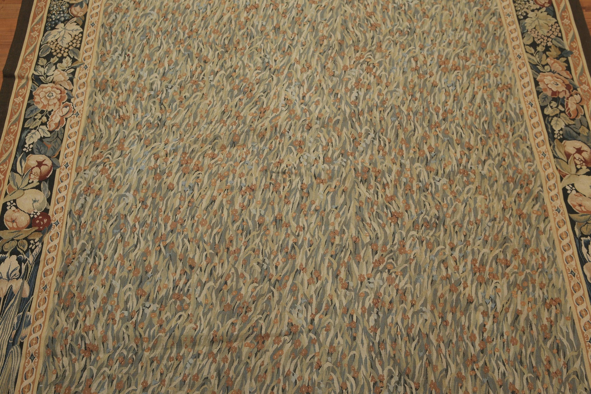 5'7" x 8' Hand woven Wool 300KPSI S. Fine French Needlepoint Tapestry Rug Green-4