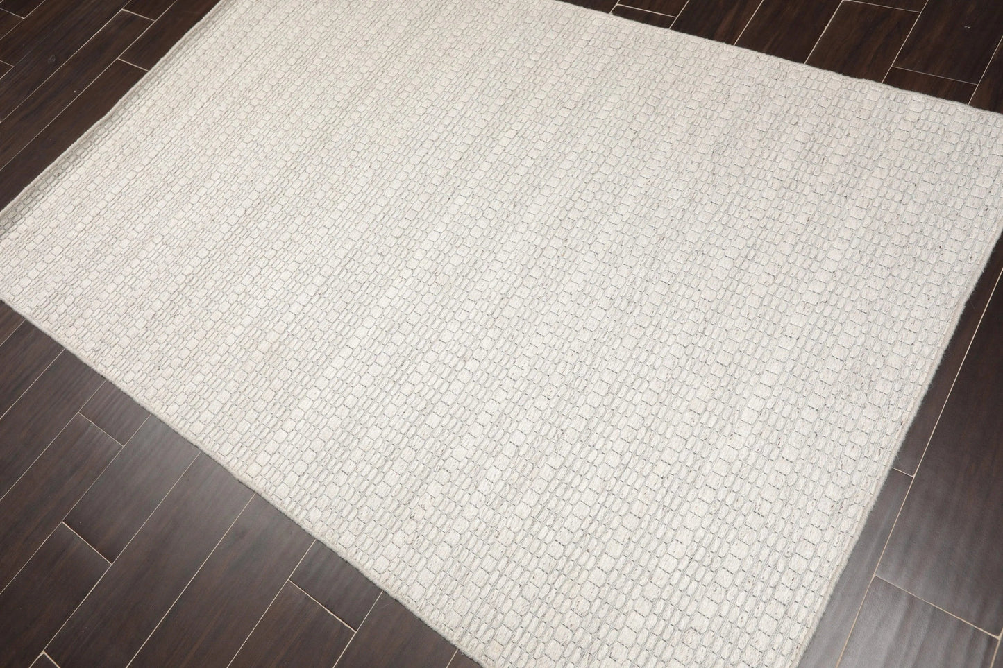 Multi Size Off White, Gray Hand Woven 100% Wool Flatweave Traditional Oriental Area Rug-3
