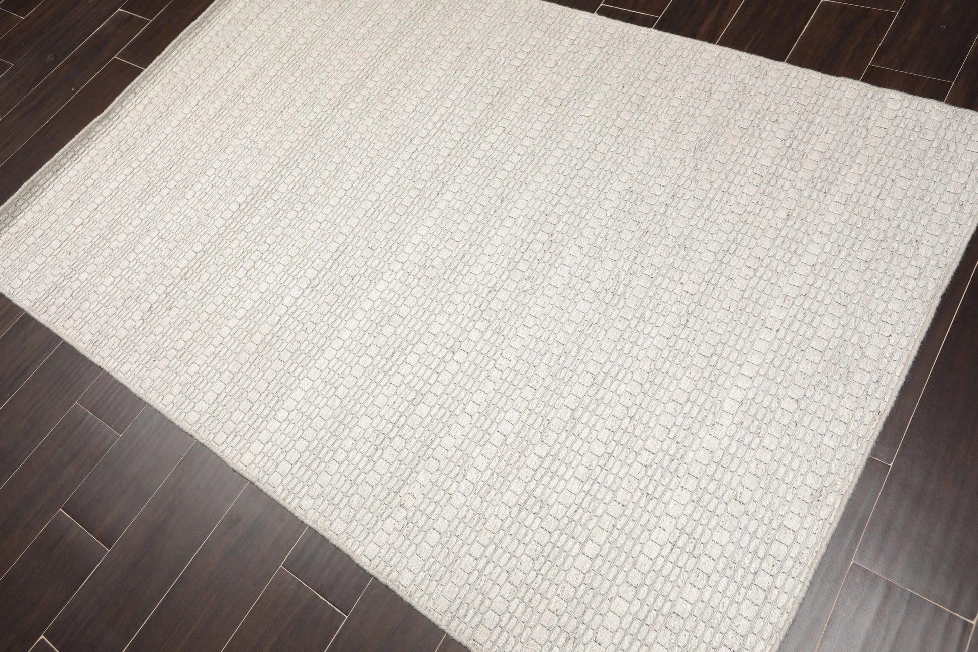 Multi Size Off White, Gray Hand Woven 100% Wool Flatweave Traditional Oriental Area Rug-3