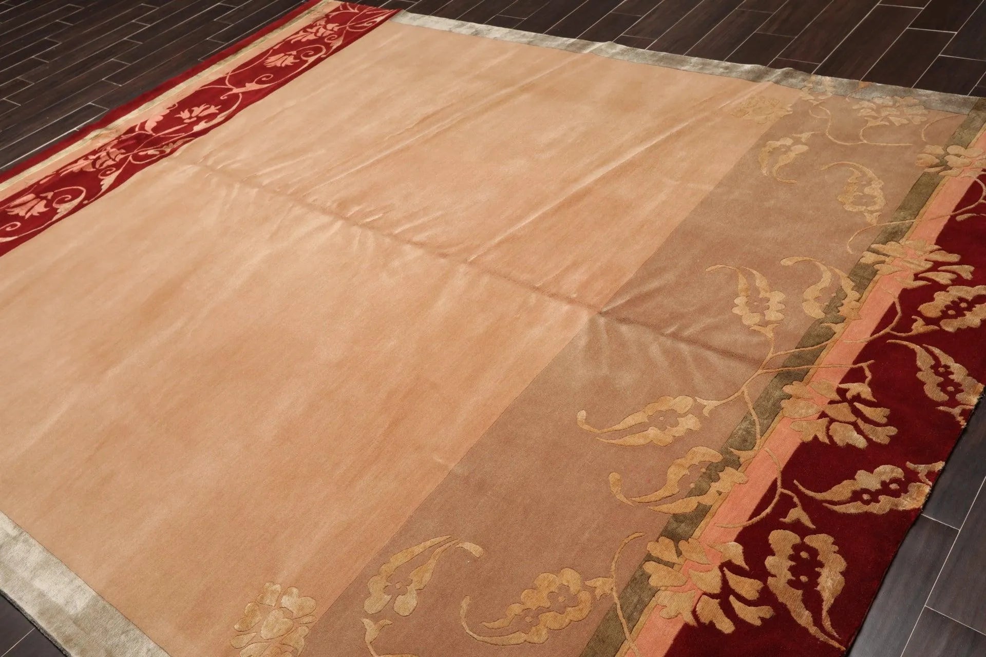 8' x 10' Hand Knotted Superfine Wool & Silk Tibetan Oriental Area Rug Tan-2