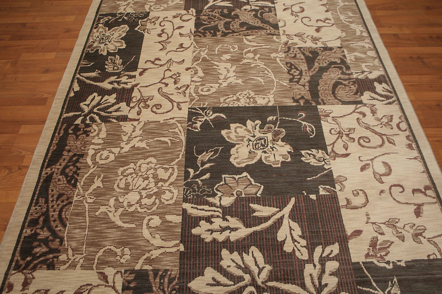 7' x 10' Hand Knotted Botanical Print 100% Wool Area rug Beige-1