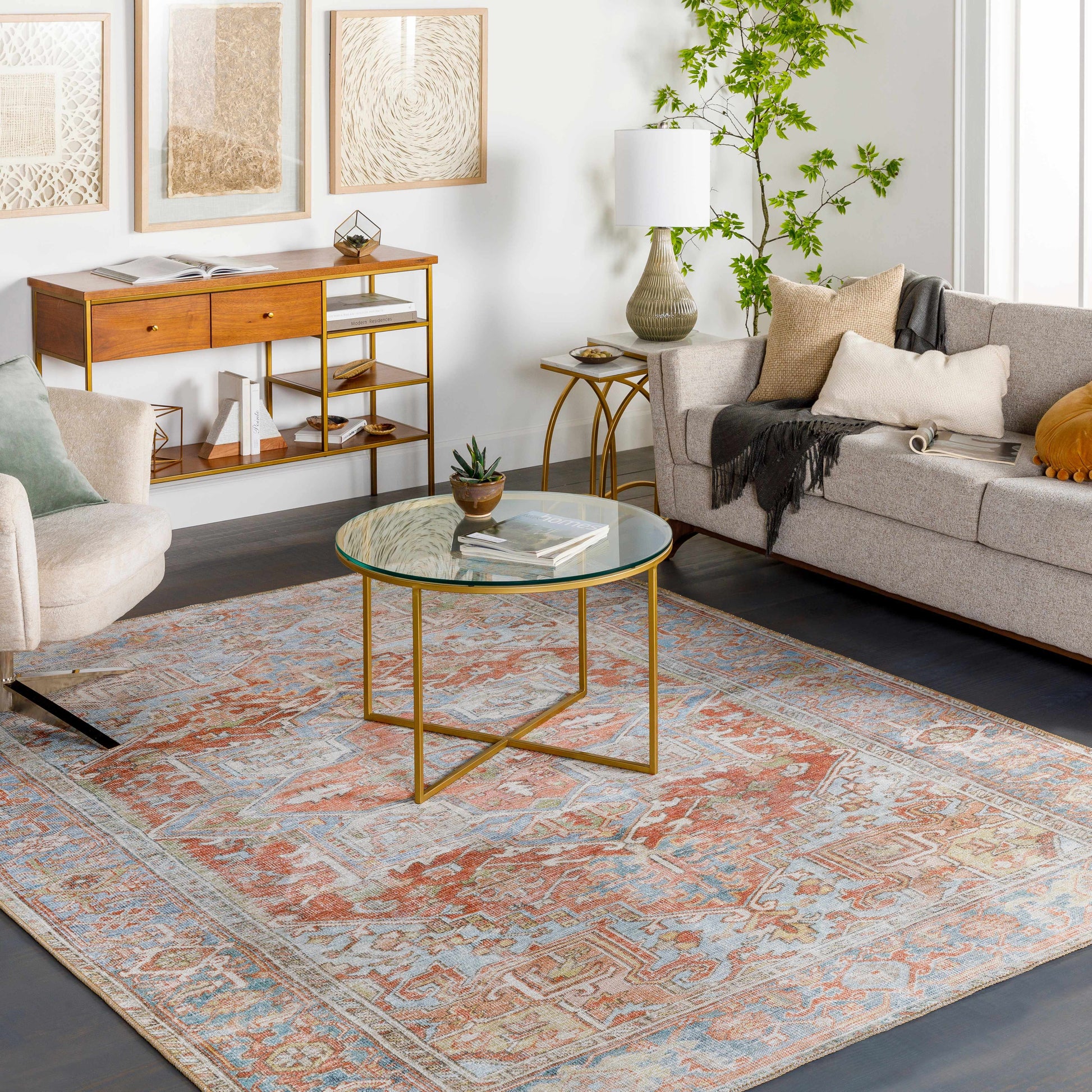 Rust Maayon Washable Rug-1