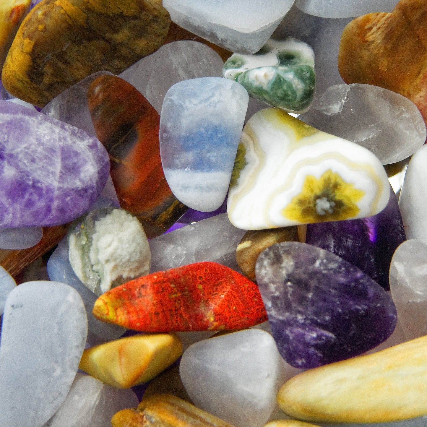 GemPod FIVE ELEMENTS | Amethyst, Chalcedony, Petrified Wood, Rose Quartz & Agate