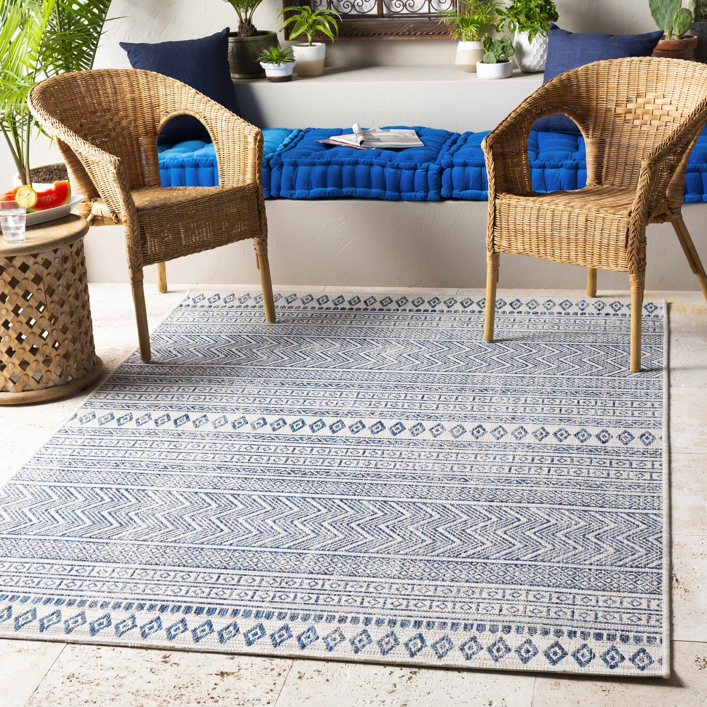 Madras Light Blue Green All Over Performance Area Rug-1