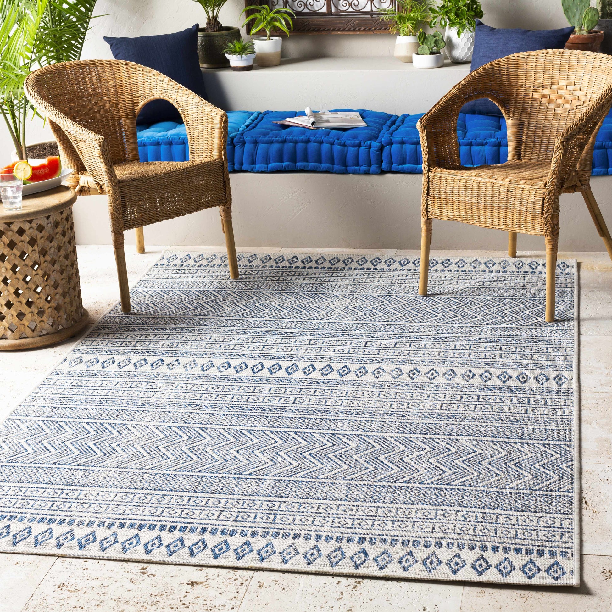 Madras Light Blue Green All Over Performance Area Rug-1