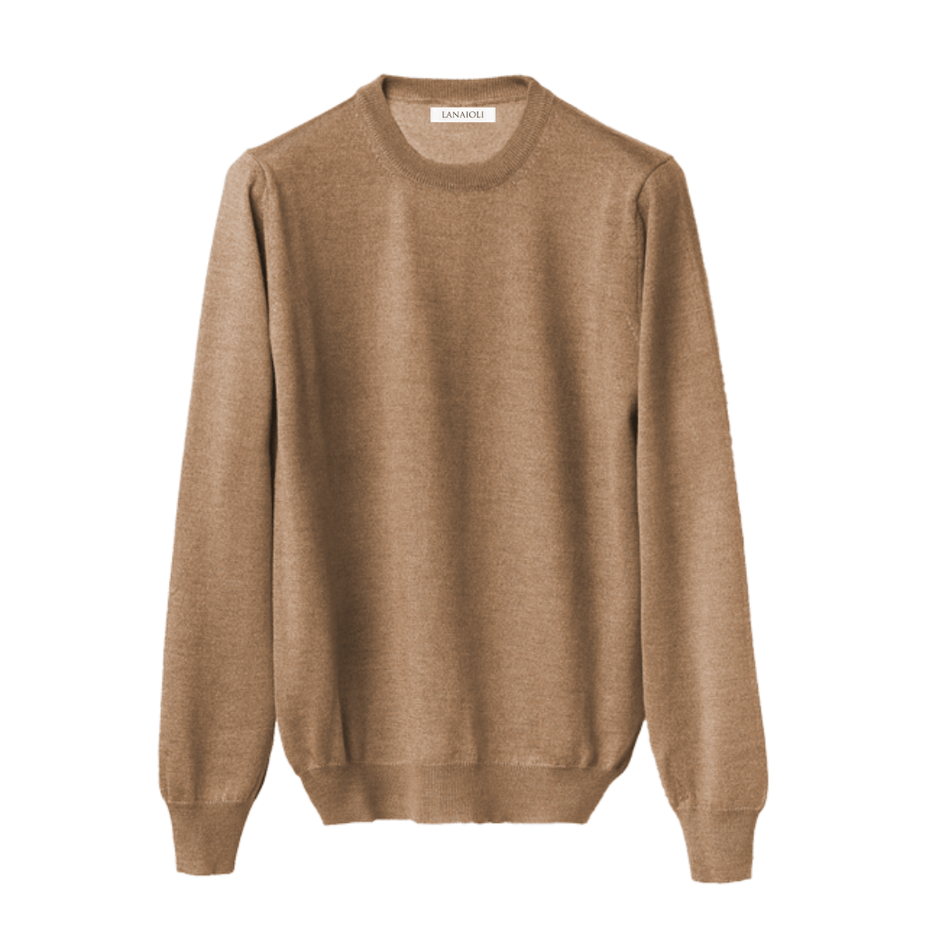 Men's Crew Neck Sweater in Cashmere, Silk and Extrafine Merino Wool Blend