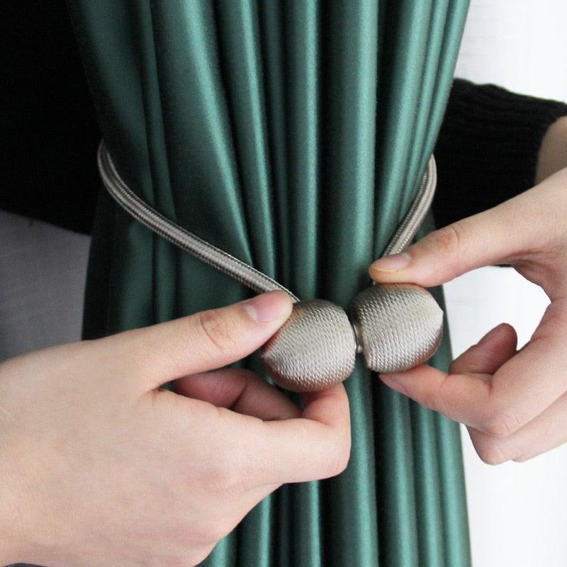 Magnetic Curtain Tieback High Quality Holder Hook Buckle Clip Curtain Tieback Polyester Decorative Home Accessories European Style Decorative Curtain Drape Tie With Strong Magnetic For Home And Office Decoration 49cm