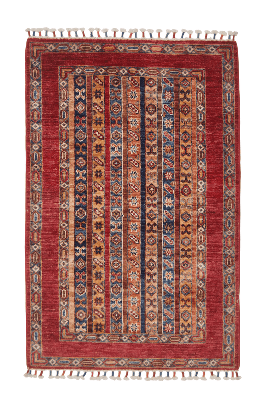 Afghan Shawl (2'09"x4'03") red/multicolor-0