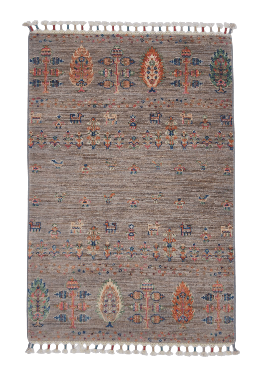 Afghan Gabbeh (2'07"x3'09") light gray-0