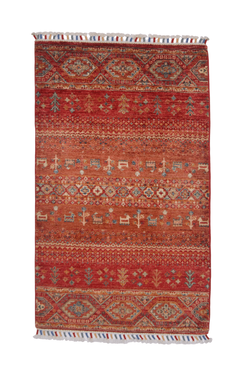 Afghan Khorjin-Gabbeh (2'06"x4'02") rust/red-0