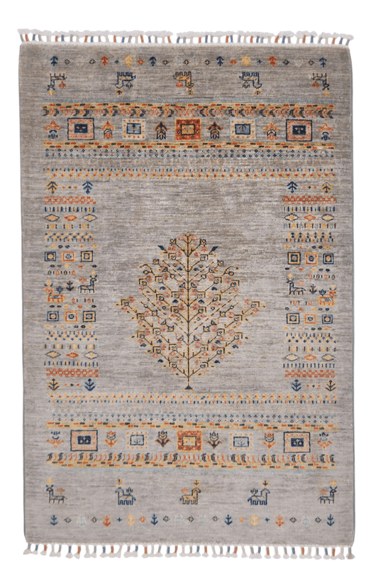 Afghan Tree of Life Gabbeh (3'03"x4'10") silver-0