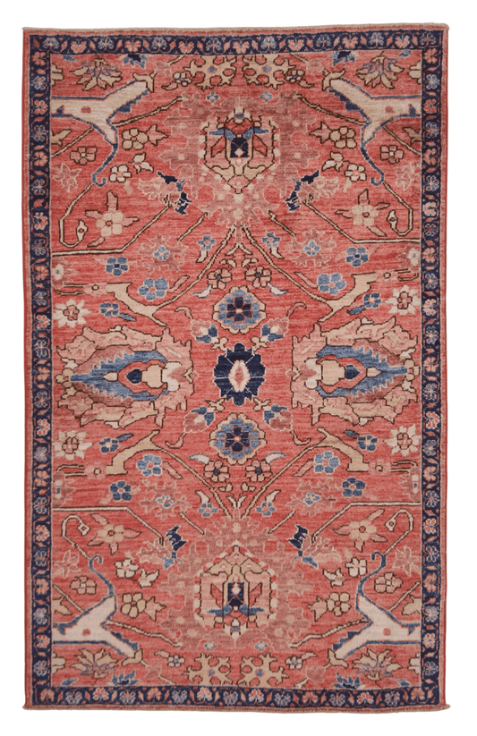 Afghan Ariana (3'00"x4'10") lt.red/navy-0