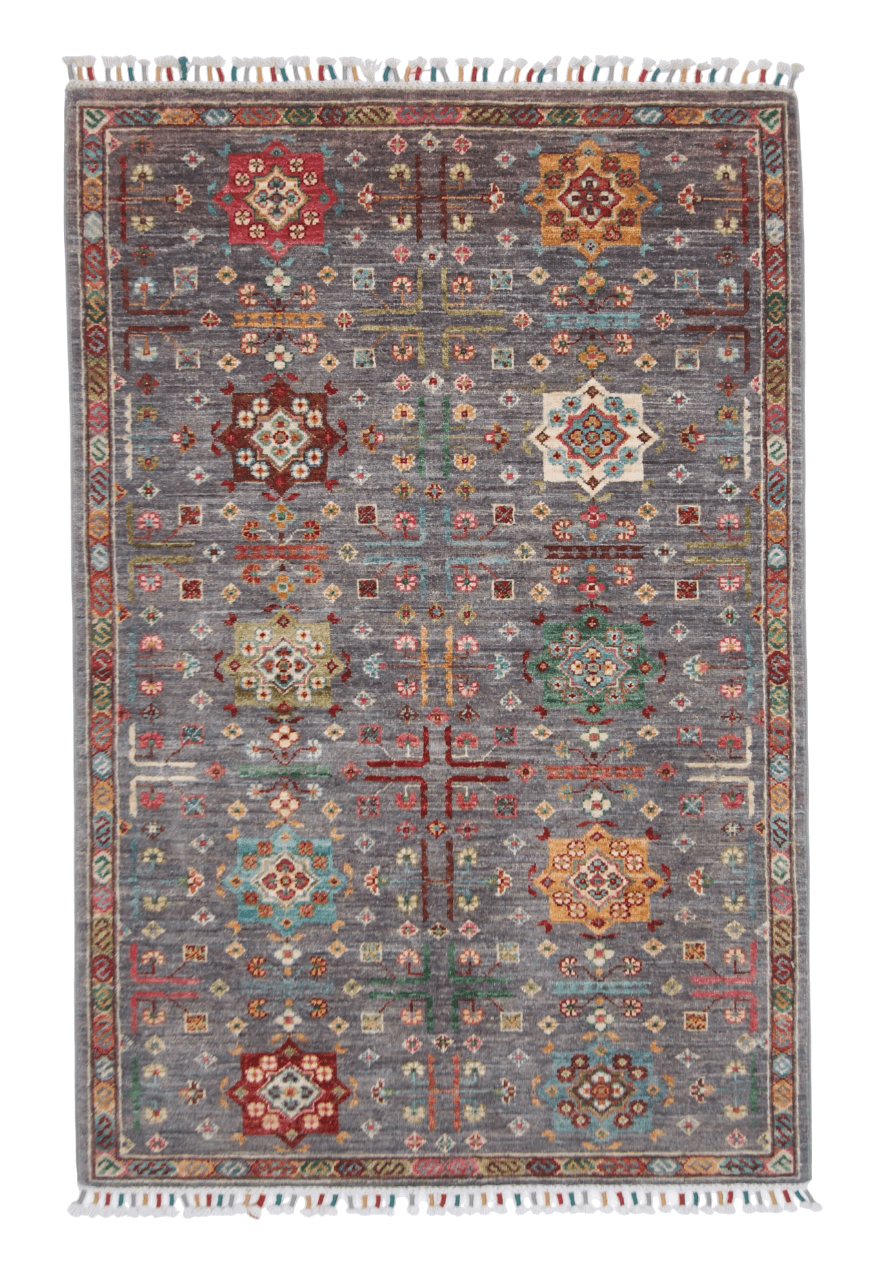 Afghan Khorjin (3'04"x5'00") gray/pastel-0