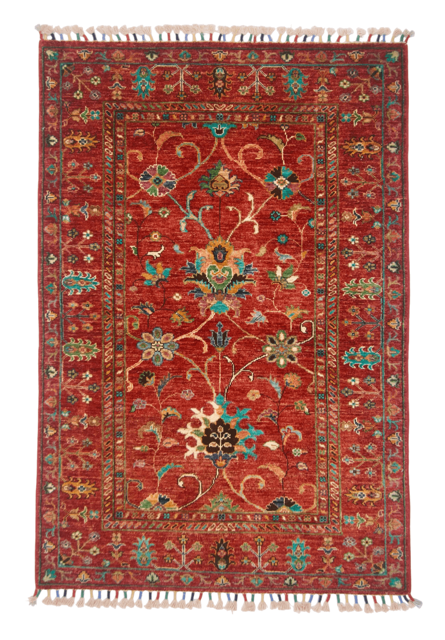 Afghan Aryana (3'04"x5'00") red/turquoise-0