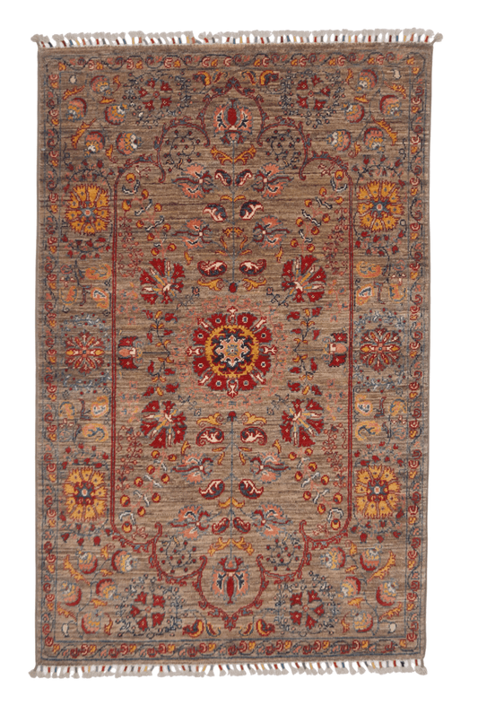 Afghan Khorjin - Suzani (3'02"x5'00") camel/red-0