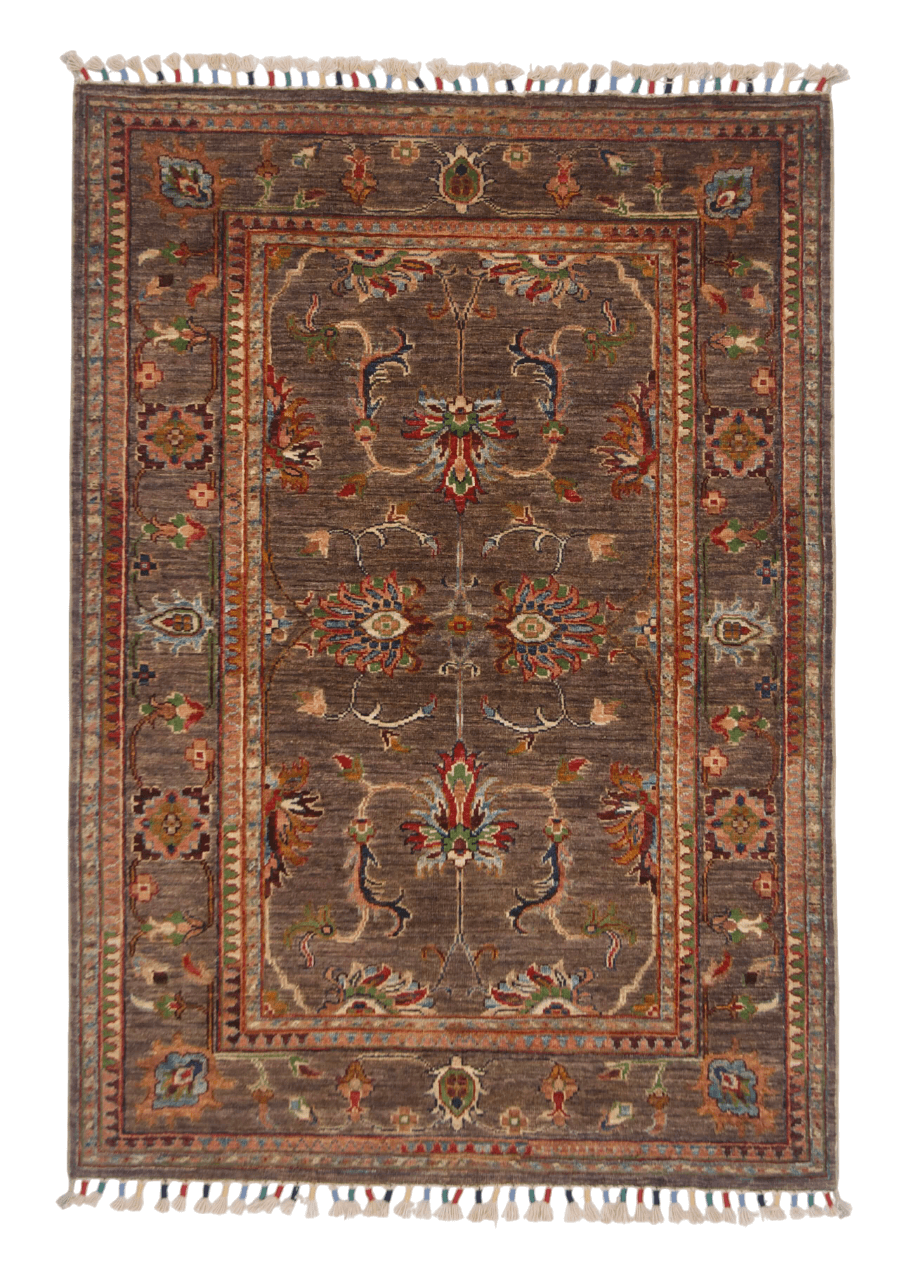 Afghan Khorjin (3'05"x4'10") brown/multicolor-0