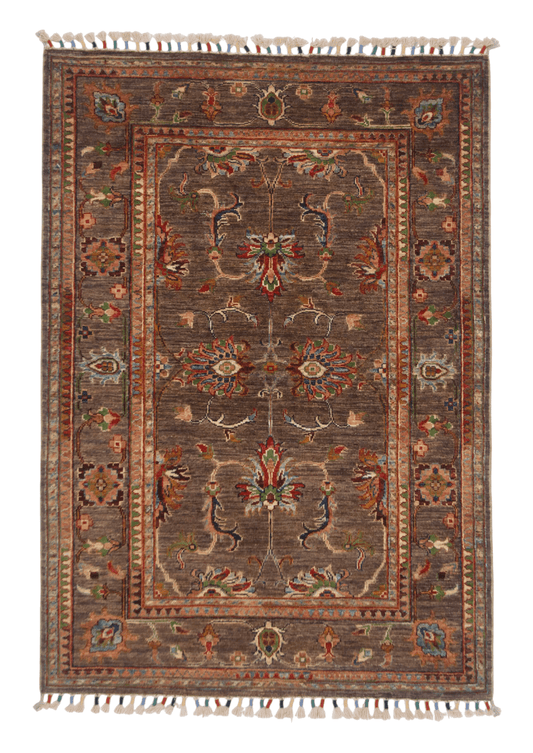 Afghan Khorjin (3'05"x4'10") brown/multicolor-0