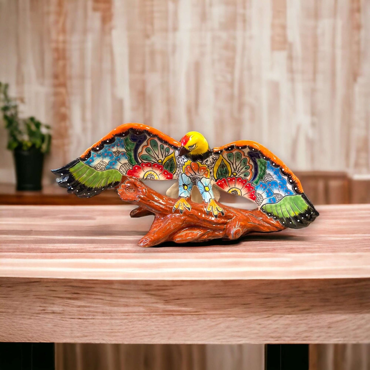 Majestic Talavera Eagle Figurine | Handcrafted Mexican Art