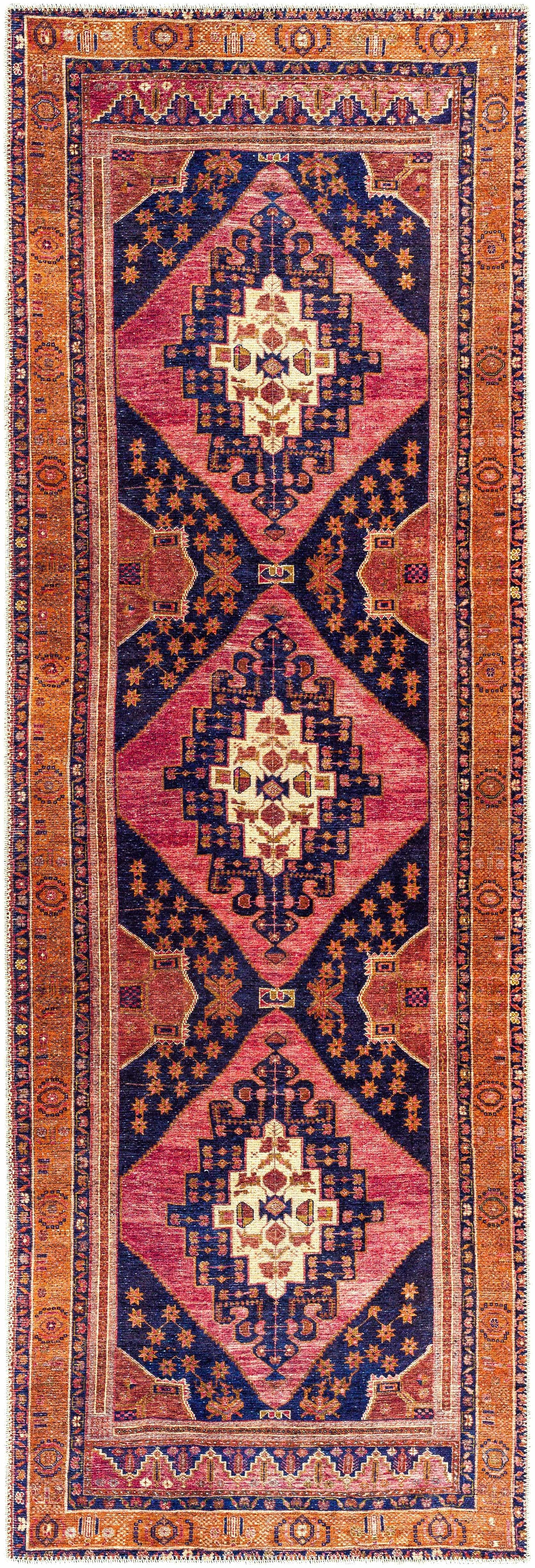 Malamote Vintage Flat Pile Washable Rug-6