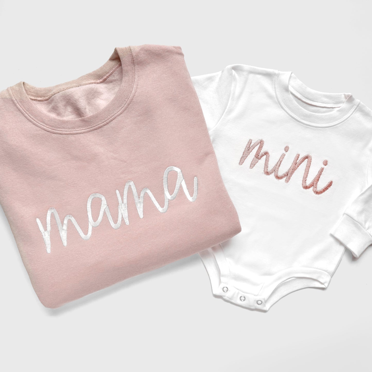 Mama & Mini Matching Sweatshirt Set | Mother Daughter Embroidered Outfit