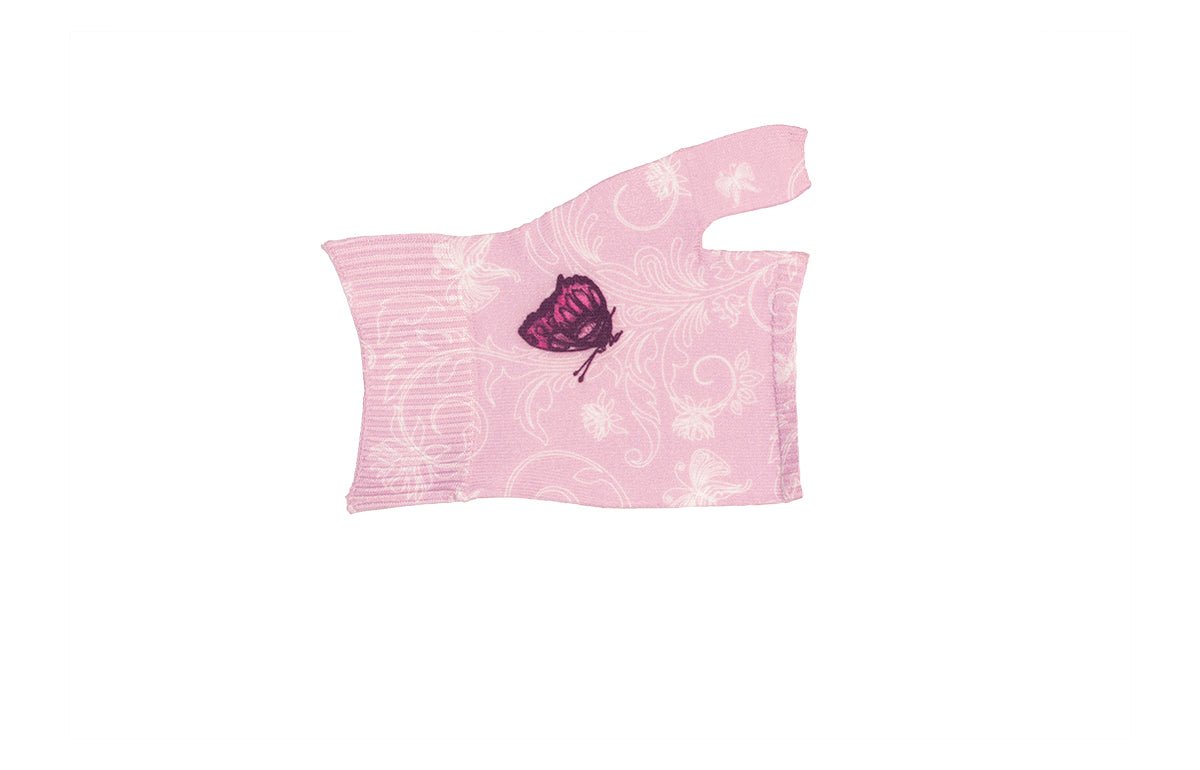 Pink sleeveless top with butterfly design on a white background