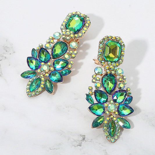 Marquise Square Stone Pointed Evening Clip On Earrings