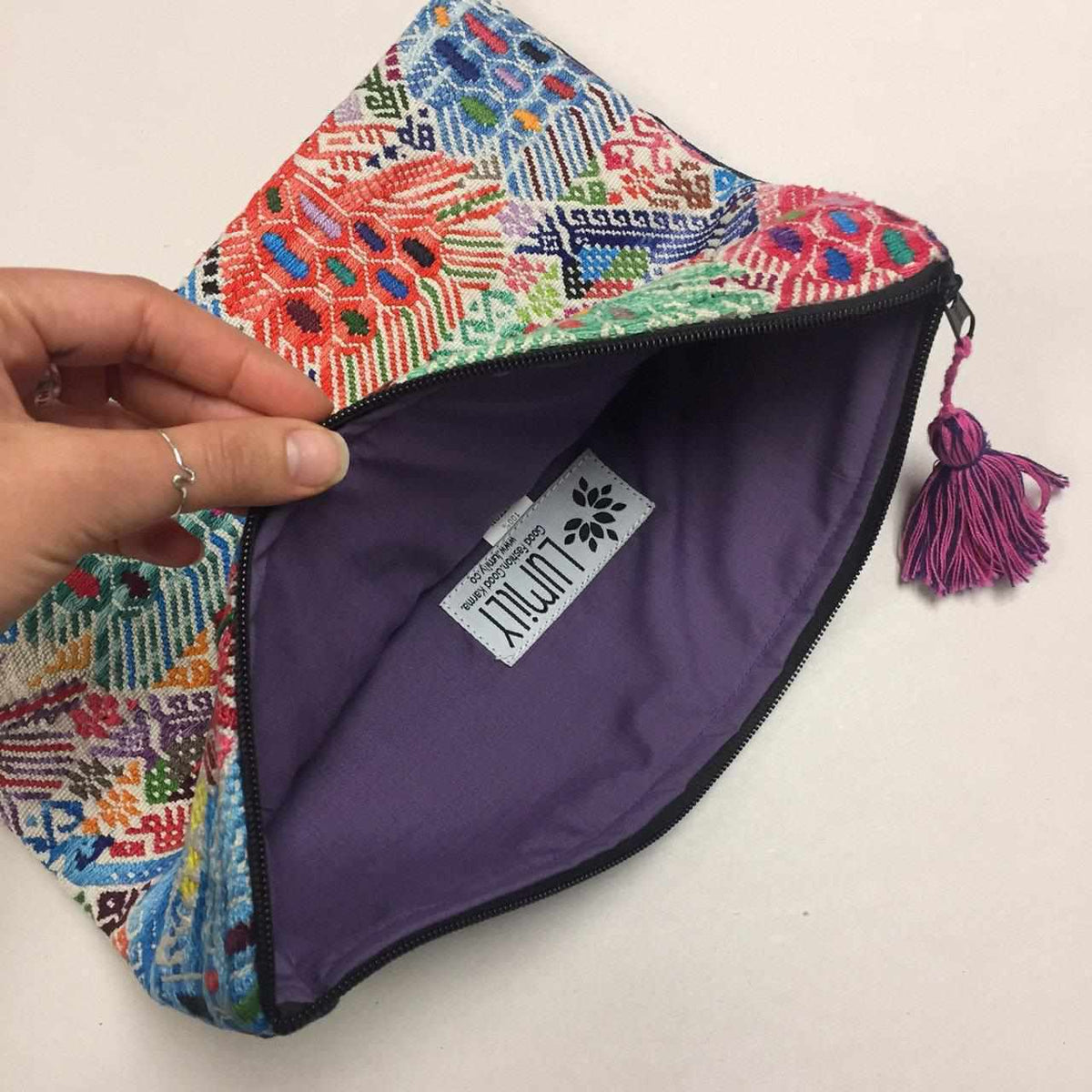 Maya Up-cycled Huipil Cosmetic One-of-a-Kind Bag (XL) - Guatemala