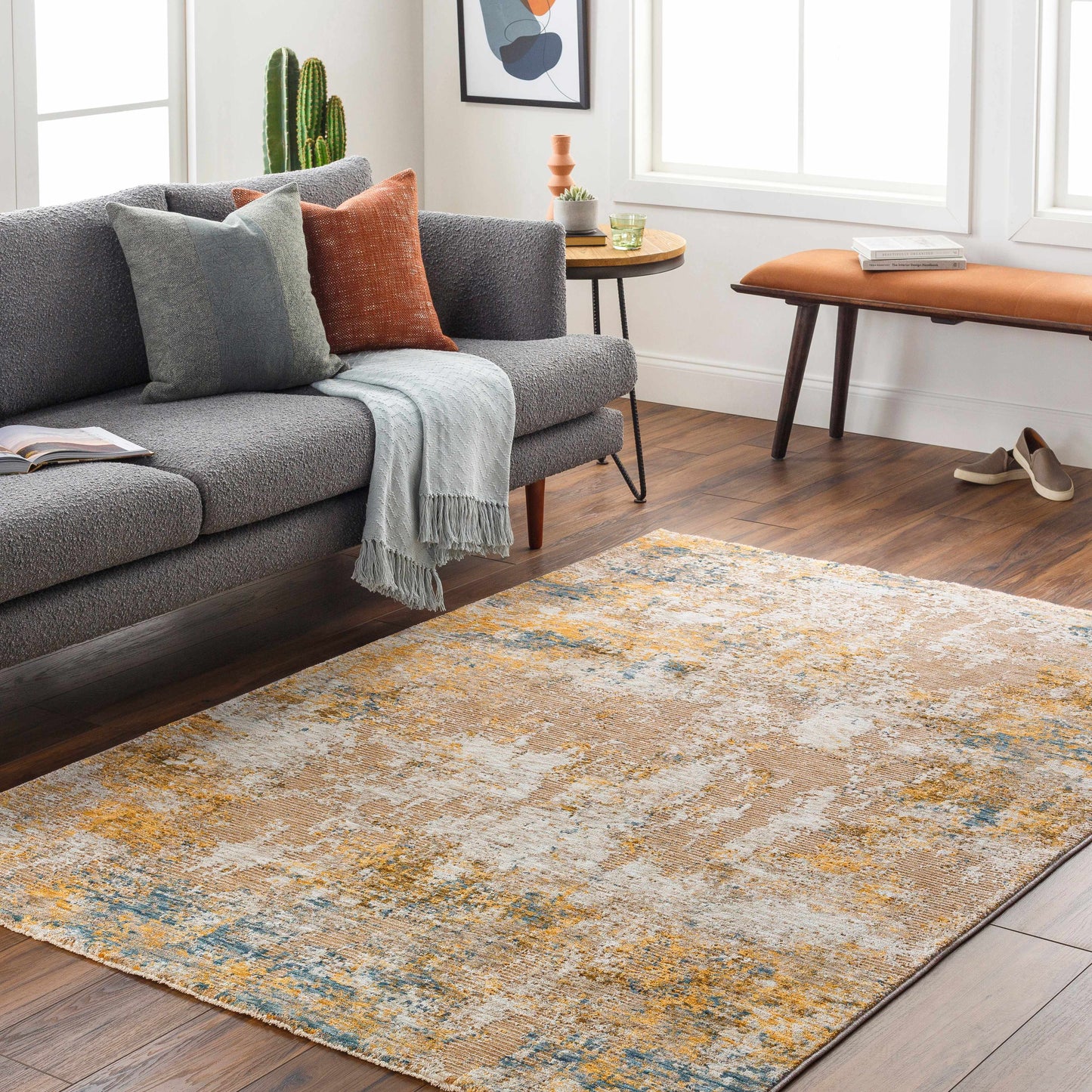 Meads Abstract Mustard Luxe Rug-1
