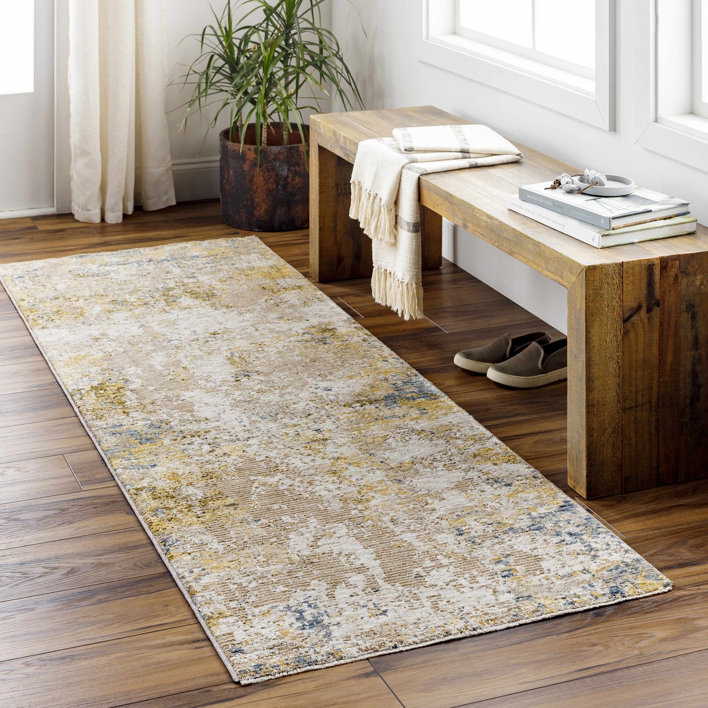 Meads Abstract Mustard Luxe Rug-2